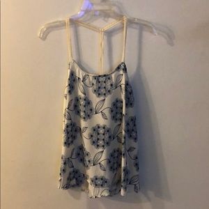 Blue floral print blouse